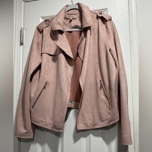 Blush Pink Suede Moto Philosophy Jacket - Women